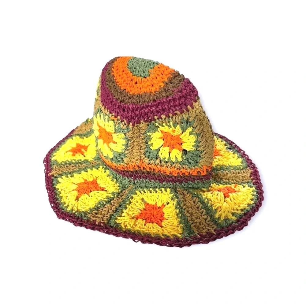 Peter Grimm Straw‎ Wide Brim Beach Floppy Hippie Sun Hat Pura Vida Sz S